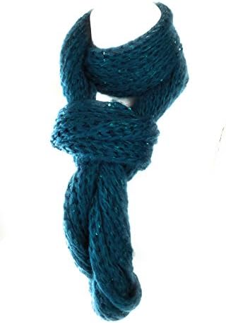 Designer Fashion Womens Crochet Knit Winter Infinity Circle Loop Scarf Cowl Neck Warmers (Peacock Turq 9370)