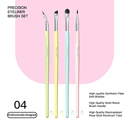 Eyebrow Brush 4 Pcs Ultra-Thin Eyeliner Brush Eyeshadow Brush Set Angled Eyeliner Brush Fine Point Brush Precision Eye All Over Shader, Tapered Soft Blender Eyebrow Brush Eye Makeup Brushes
