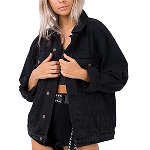 Women’s Oversized Black Jean Denim Jacket www.denim.fit