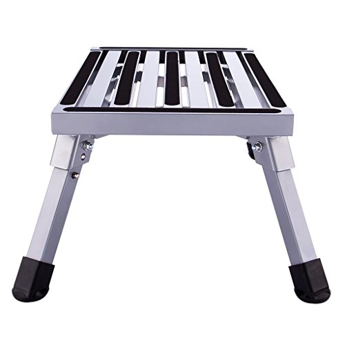 Idealchoice Aluminum Folding Platform Steps,Portable RV Step Stool, Folding Platform Stools Portable Ladder for Trailer,Vehicle