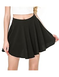 Moxeay básico de la dama una línea plisado Círculo Stretchy Flared Skater Falda
