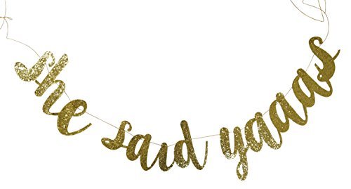 She Said Yaaas Banner Gold Fancy Felt Glitter Engagement Party Photo Prop Banner Bachelorette Partie - //coolthings.us