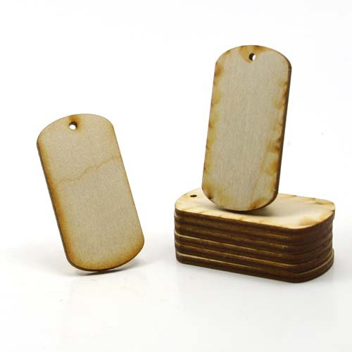 Mylittlewoodshop - Pkg of 50 - Dog Tag - 2-3/8 inches by 1 inch with 1 2mm hole and 1/8 inch thick unfinished wood(LC-DOGT02-50)