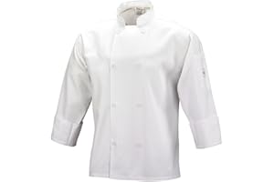 Mercer Culinary M60010WHS Millennia Unisex Cook Jacket with Mercer Logo Buttons, Small, White