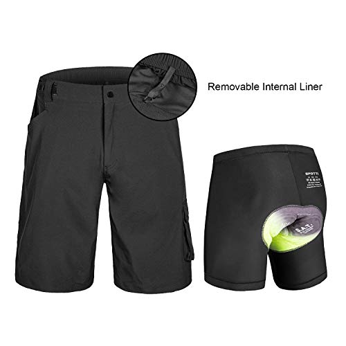 image for qualidyne Men's MTB Shorts Padded Mountain Bike Shorts, Loose Fit Bicy