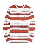 Hollister Men's Iconic Crew Tee Long Sleeve Shirt HO25 (Medium, White/Rust)