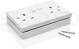 SHP 13A Double White Switched Socket 2 Gang Pattress Box Surface Mount view 3