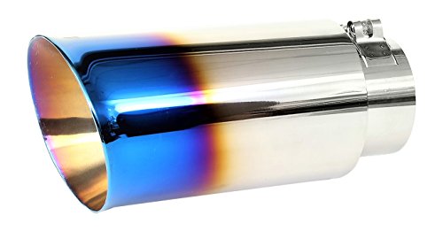 NETAMI NT-2468 Exhaust tip (Stainless Steel 4" with Blue Burnt Clamp-on), 1 Pack