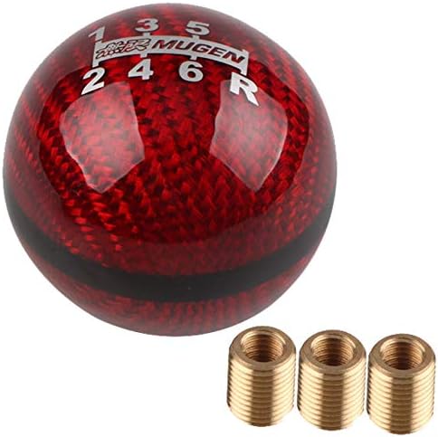 AUTENS 6 Speed Red Manual Gear Shift Knob Ball, Carbon Fiber and Weighted Aluminum Atructure Shift knobs, Shifter Lever Head Fit Most Automatic Manual Vehicles with 3 Pure Copper Adapters. (Red): Home Improvement