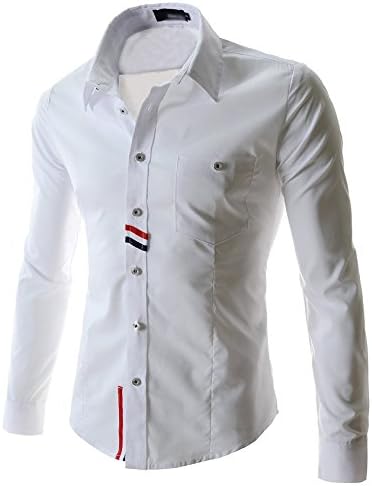 Amazon Richie Rosa コットンシャツ 長袖シャツ 春物 メンズ カジュアル トリコロールアクセント アパレル 男性 オリジナル ブレスレット セット Dkg1326 Xxl ホワイト シャツ 通販