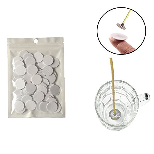 Homankit Candle Making Kit | 100 Pieces x 8" Pre Bees Waxed Wicks with Sustainer Tabs, 100 dots Double-Sided Wick Stickers and 1 Piece Stainless Wick Fixed Holder for Candle Making