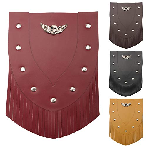 Skull Front Motorcycle Fender Mud Flap Vintage Leather Mudguard Cover For Sportster XL883 Iron 883 Softail Dyna - Thumbnail 4