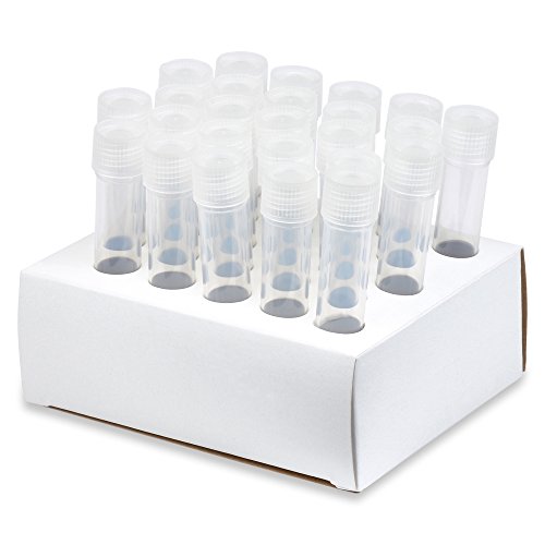 16x100mm Test Tubes, PP Plastic, Round Btm, 10ml Vol, Screw Top, Cardboard Rack Karter Scientific 207B8 (Pack of 25)