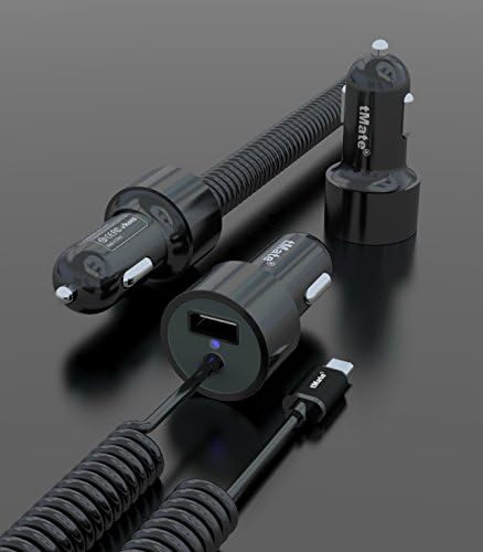 tMate Car Charger for Galaxy S7 S7edge S6/S6 edge/S6edge+ Note 5 , Micro USB Car Charger For Samsung Galaxy S7 S6 S5 S3 S4 Note 2 Note 3 Galaxy Tab Coiled Cable (Black)