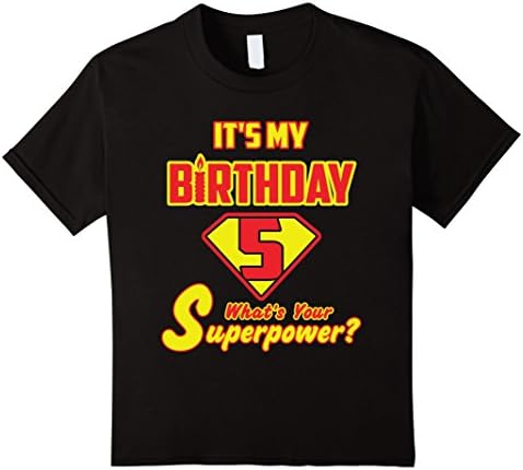 Kids 2 Sided Superhero It's My Birthday Shirt Gift for 5 Year Old 4 Black