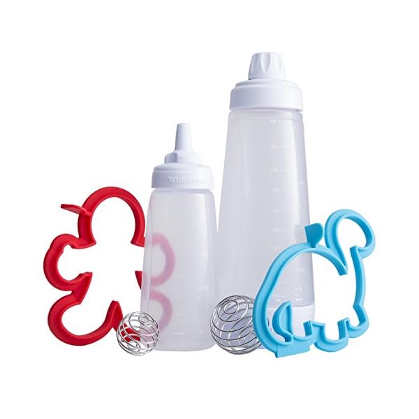 Whiskware Pancake Batter Bottle, Two Silicone Pancake Molds, and Two