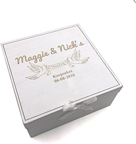 Personalised Vintage Style Wedding wooden Memories Keepsake Box