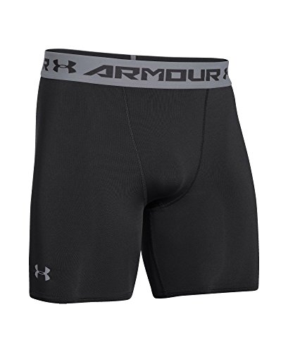 Under Armour Men's HeatGear Armour Compression Shorts – Mid, Black (001)/Steel, Small - Thumbnail 3