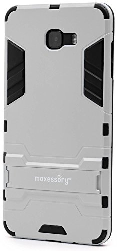 Galaxy C9 Pro Case, Maxessory [Stealth] Ultra-Slim Dual-Layer Shock-Proof Rugged Heavy-Duty Rubber Grip Rigid Hybrid Armor Shell Cover w/ Kickstand Silver Black For Samsung Galaxy C9 Pro