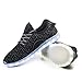 [NEW SIZE VERSION] LeoVera Men's & Women's LED Shoes Luminous Flashing Sneakers LVYZ86-Black-41
