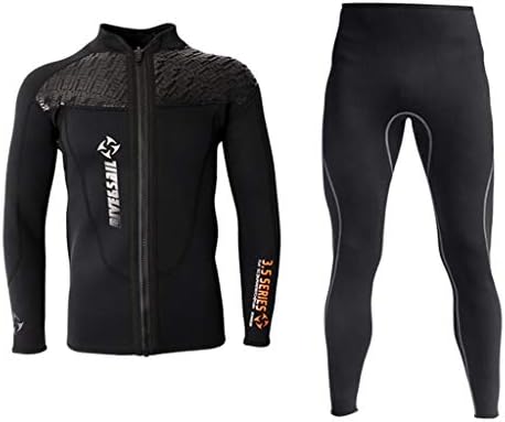 LEIPUPA 2Pcs/Set Men's 3mm Neoprene Wetsuit Jacket Long Sleeve Surfing Tops + Swim Tights Wetsuit Pants for Swimming Snorkeling Surfing Kayak Canoeing