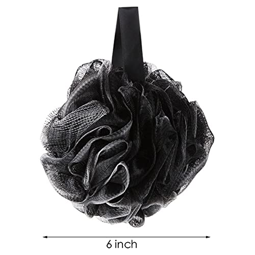 Zikebtuy Pack of 2 Bath Shower Loofah Sponge, Shower Puff, Bath Pouf Ball, Rich Foam Bamboo Charcoal Loofah, Black & White Mixed Color