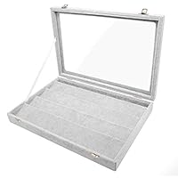 INVIKTUS Earring Jewelry Box, Clear Lid Velvet Earring Holder Organizer Box Jewelry Storage Display Cases Box Tray (Earring Tray)