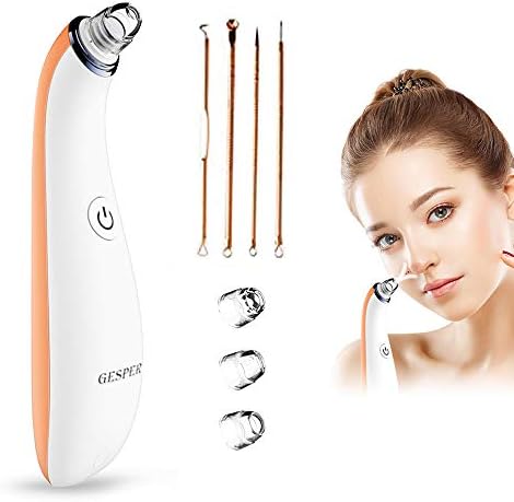 Blackhead Remover, GESPERT Pores Cleaner Electric Vacuum Blackhead Remover Blackhead Cleaner USB Rechargeable Sucker Acne Remover Device with 4 Replaceable Cleaning Pads
