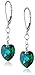 Amazon Collection Sterling Silver Swarovski Elements Emerald Colored Aurora Borealis Heart Shape Drop Earrings