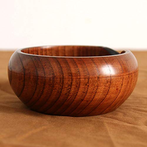 Yamalans Handmade Wooden Yarn Bowl, Home Knitting Needlework Storage Crochet Organizer Yarn Holder for Knitting & Crocheting 7.87 x 2.76 inch