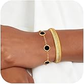 KSF Womens Gold Floral Bracelet Stack - 18K Gold Plated Stackable Bracelets Bangles Jewelry Set, Stainless Steel Non Tarnish Lucky Four Leaf Cubic Zirconia Bracelets, Trendy Birthday Gifts for Women