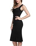 ANGVNS Women Ruffle Hem Bodycon Sleeveless Vintage 50s Fishtail Party Dress with Belt