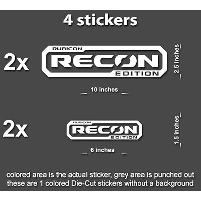 4X Recon Edition Decals Stickers Rubicon for Jeep Wrangler Hood Fender TJ JK CJ YJ JL Style 2 Red