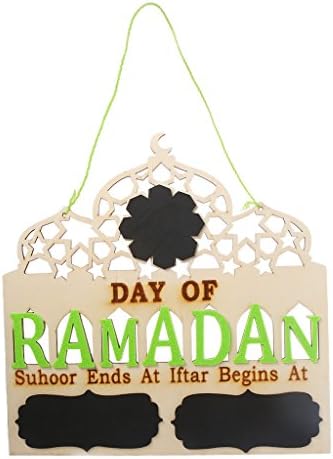Ruzida Hanging Plaque Days of Ramadan Wood Chalkboard Islamic Prayer Decoration Gifts