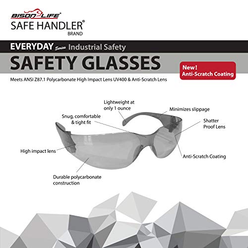 SAFE HANDLER Full Color Safety Glasses | One Size, Adult, Teens, Youth, Protective Polycarbonate Lens, 12 Full Color Variety Pack, 12 per Box (1 box/12 Pairs)