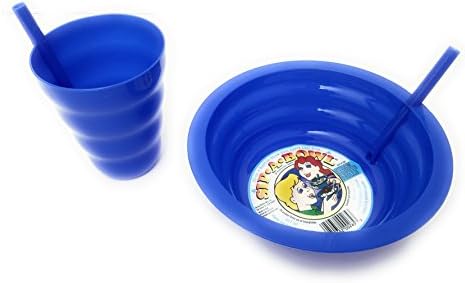 KitchenDeiz Sip-A-Bowl &amp; Sip-A-Cup Set for Kids (Blue)