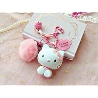 ColorWind 1 Pc Creative My Melody Little Twin Stars Hello Kitty Fur Ball Keychain Plush Keychain Bag Pendant Keyring for Girls Plush Toy KT Keychain 2