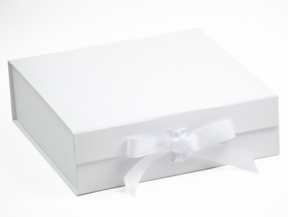 Luxury White Gift Box with White Ribbon Large Amazon.co.uk Kitchen & Home