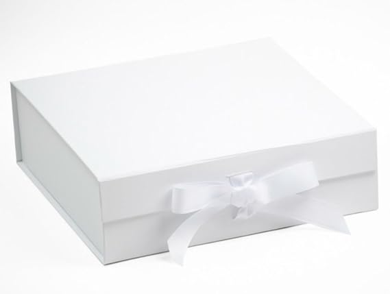 Luxury White Gift Box With White Ribbon Large Amazon Co Uk Kitchen Home