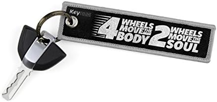 KEYTAILS Keychains, Premium Quality Key Tag for Motorcycle, Scooter, ATV, UTV [4 Wheels Move the Body, 2 Wheels Move the Soul]