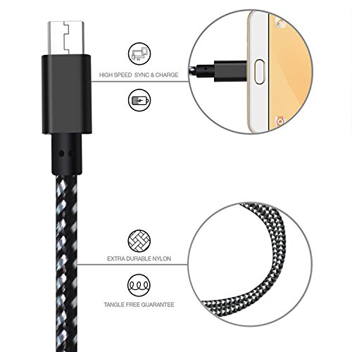 3Pack - 1ft Micro USB Cable, AOSOK Premium Short Nylon Braided High Speed [Fast Charger] Android Charger Cables for Galaxy S7/S6/S5,Note 5/4/3,HTC,LG,Nexus Sony and more (3X1ft(30CM))