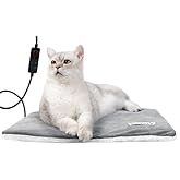 Rest-Eazzzy Cat Heating Pad & Bed - Heated Cat Bed with Removable Cover & 5-Level Timer & Temperature Control (Pure-Grey)
