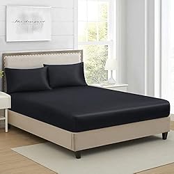 California King Silk Satin Fitted Sheet, Soft Deep