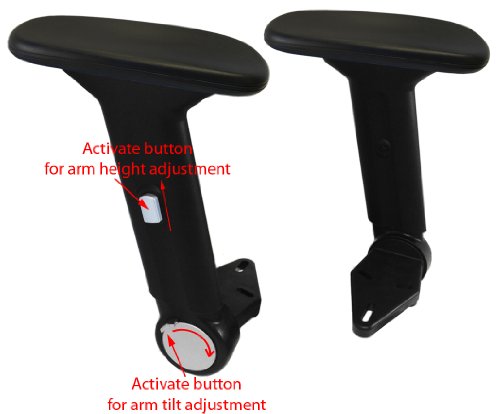 Height Adjustable Office Chair Armrest w/ Arm Pads (Pair) S4761-K - Replacement Arms