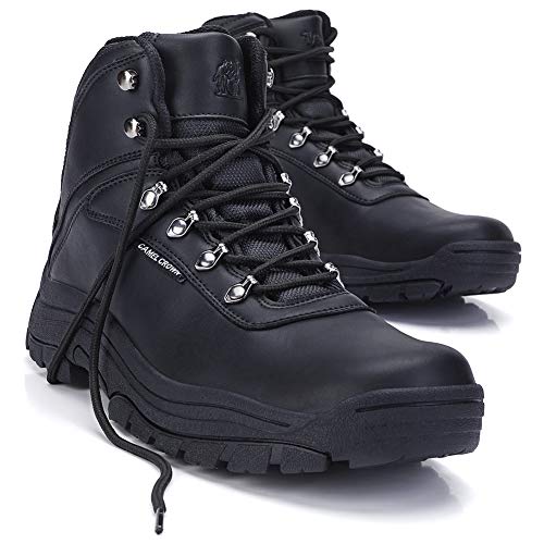 CAMEL CROWN Mens Hiking Boots Mid Ankle Boot for Trail Outdoor Backpacking Trekking Rubber Sole Black