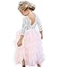 Toddler Baby Flower Girls Princess Tulle Dress Lace Backless Tutu A-line Beaded Party Dresses Pink