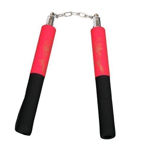 Foam Nunchucks With Chain - Half Black/Half Red Dragon