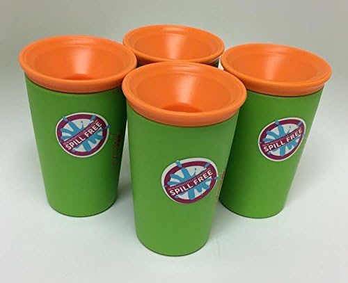 Wow Cup for Kids - NEW Innovative 360 Spill Free Drinking Cup - BPA Free - 9 Ounce (4 Pack, Green) by Wow Kids
