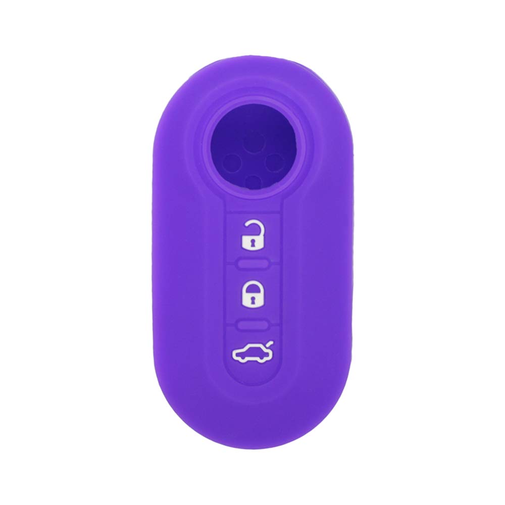 BROVACS Silicone Cover Protector Case Holder Skin Jacket Compatible with FIAT 3 Button Flip Remote Key Fob CV4759 Deep Purple