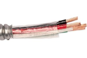 Wirenco 6/3 Metal Clad (MC) Cable with Ground, Aluminum Armored, Stranded Copper Conductors (50Ft Cut)